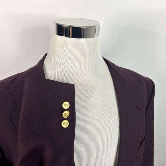 Stafford 46L Blazer Worsted Wool Blend Red Maroon Gold Two Button Lined Vented - Picture 1 of 8